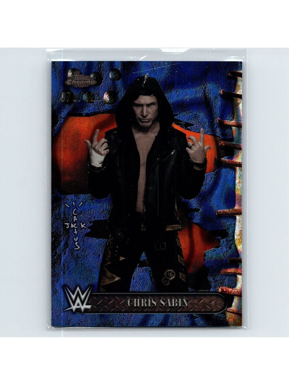 2025 Topps Chrome WWE x Cactus Jack Chris Sabin #83 Blue Sonar Refractor #/125
